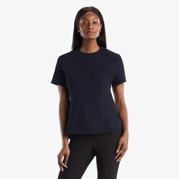 M.M. Lafleur The Krader Crew neck Top Textured Ponte In Navy Blue Size Medium - Picture 1 of 14